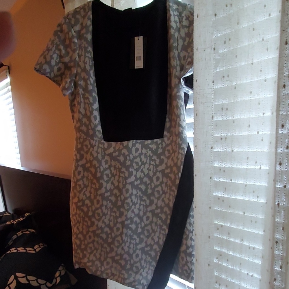 Black and grey animal print Shift Dress
